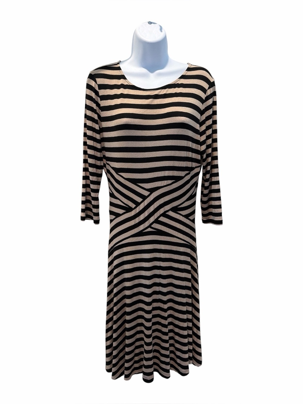ECI Black & Tan Striped Dress